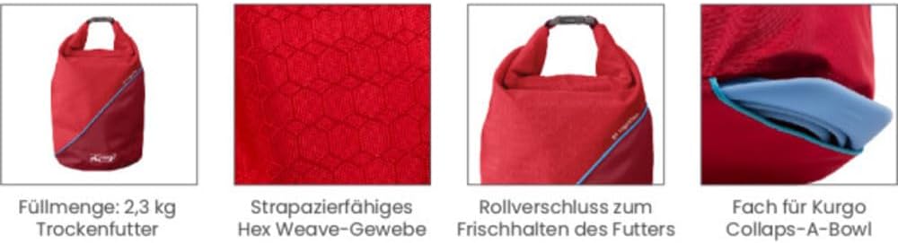 Kurgo Kibble Carrier Futterbeutel fuer Hunde Camping Kuestenblau