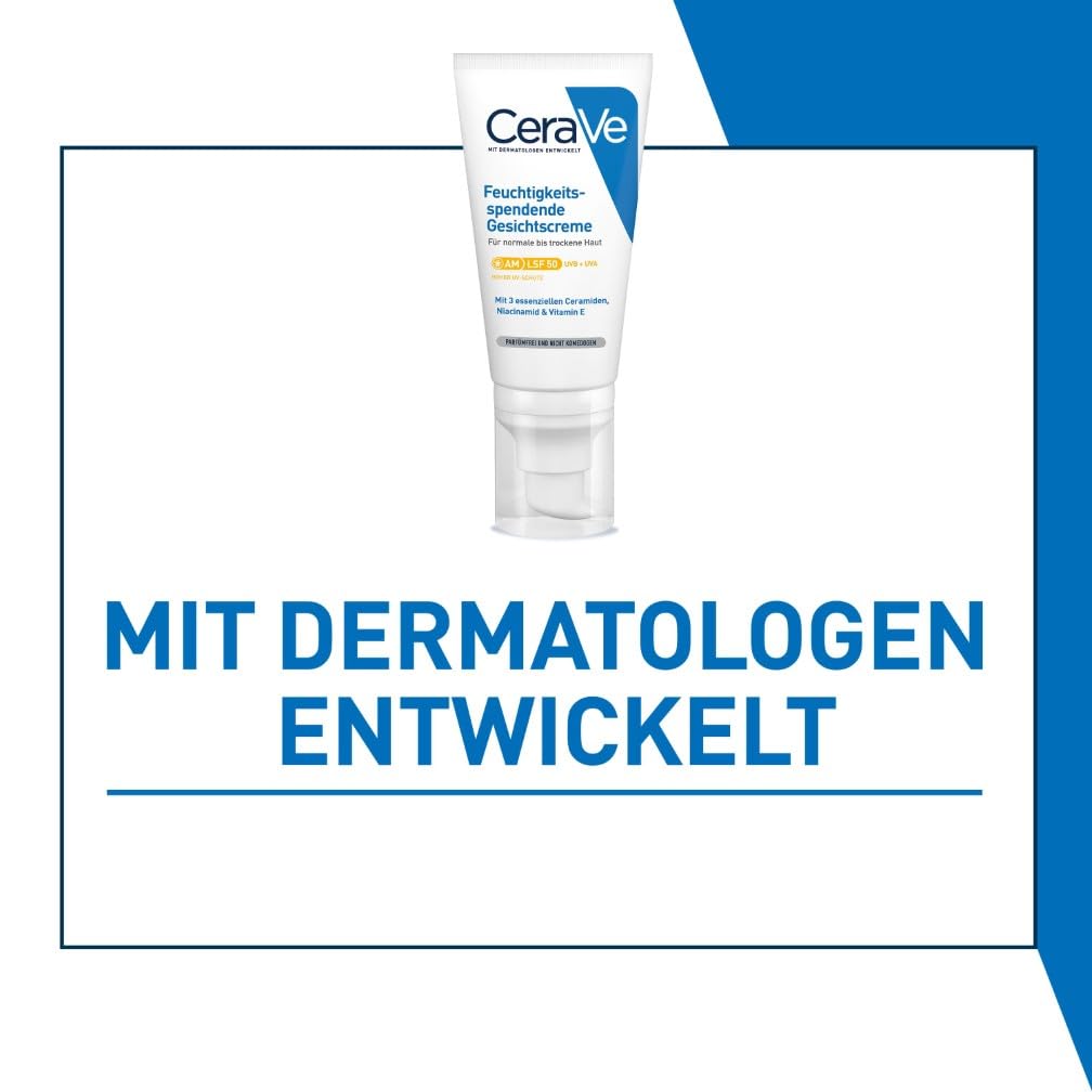 CeraVe Tagescreme LSF 50 52 ml fuer trockene bis sehr trockene Haut mit Hyaluron