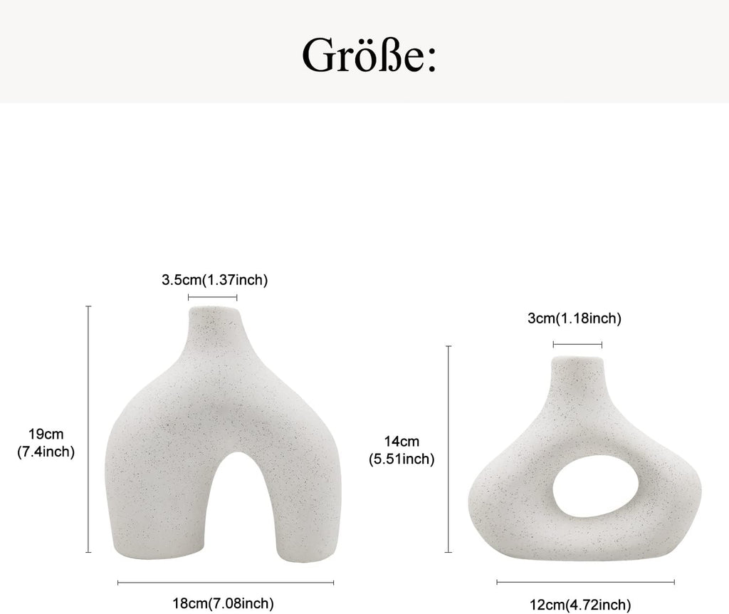 CEMABT Vasen-Set Doppelberg 2er Keramik Beige Boho Nordic Deko
