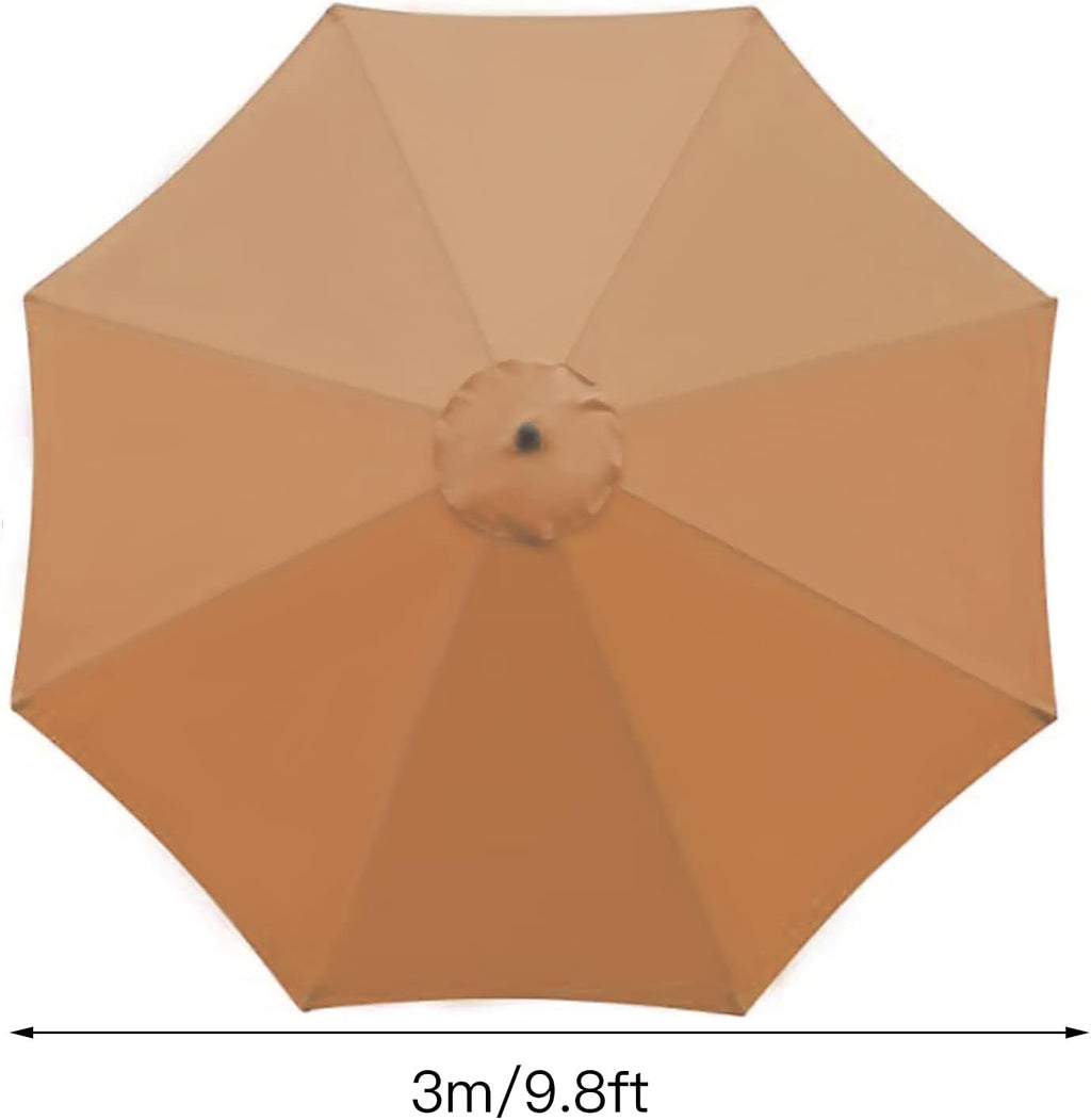 SMLJFO 3 m Sonnenschirm Bespannung 8 Streben UV-Schutz Beige Ersatzdach