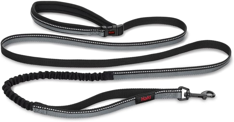 HALTI Hundeleine Groesse S-L Schwarz Neoprengriff reflektierend