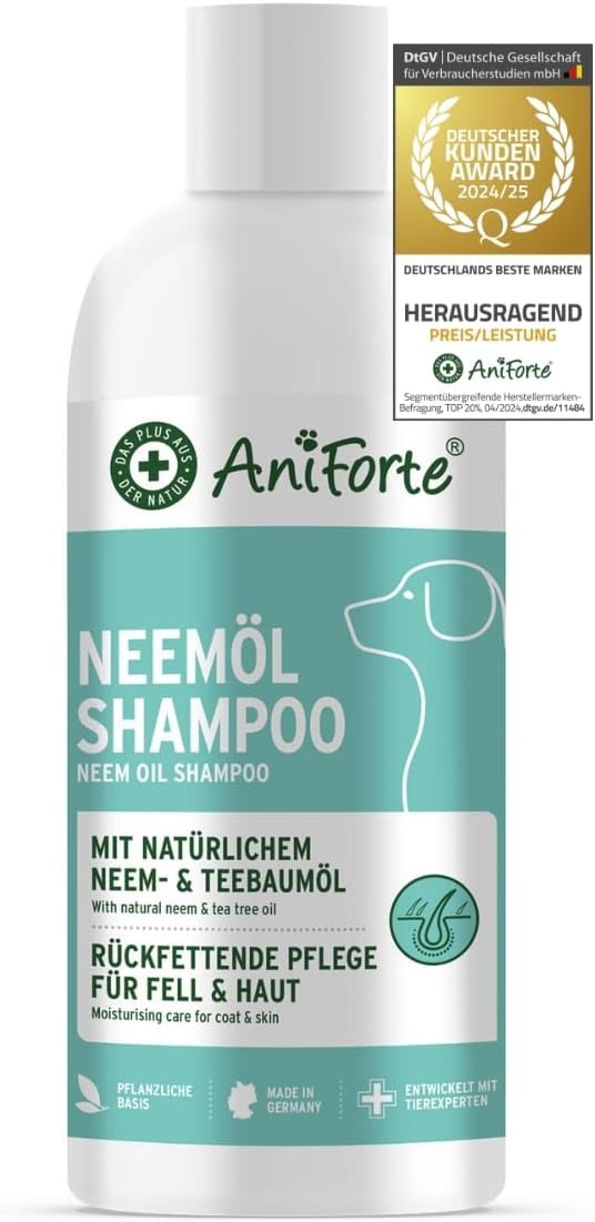 AniForte Neemoel Hundeshampoo 500 ml gegen Juckreiz Floehe Zecken pflegend