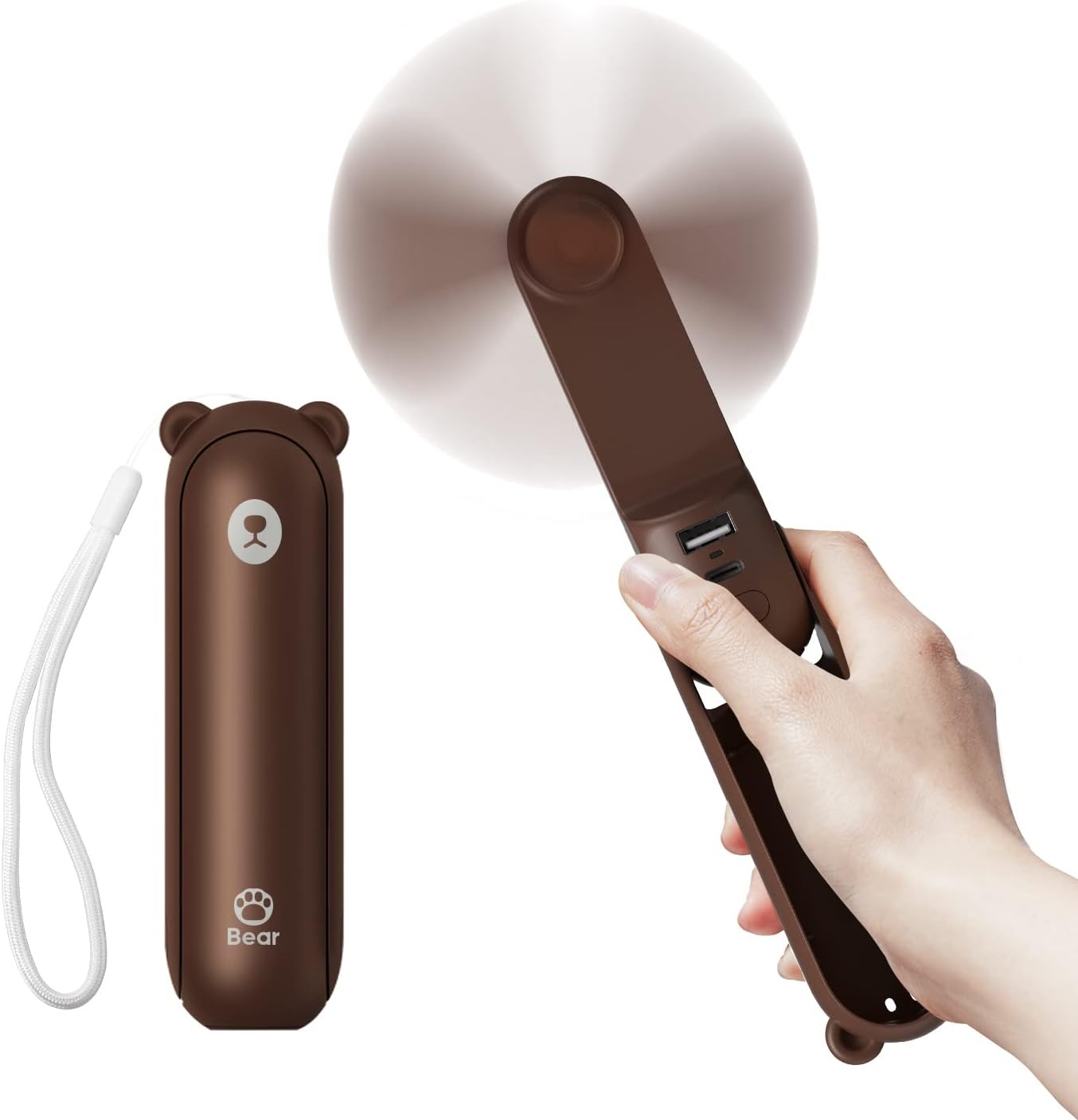 JISULIFE Mini Handventilator 3in1 mit 4500mAh Powerbank USB Akku Taschenlampe We