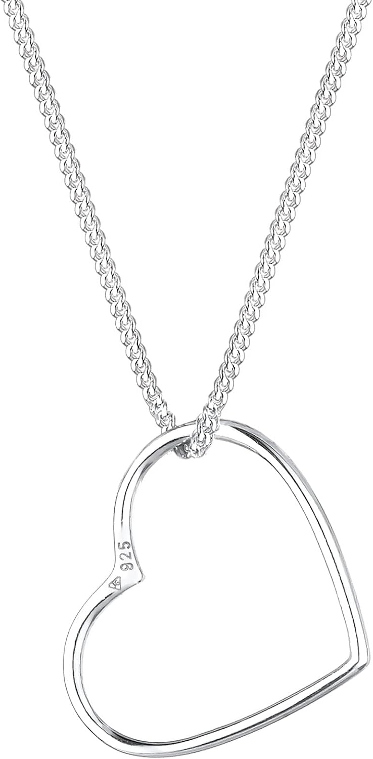 Elli 925 Silber Damen Halskette Herz Anhaenger