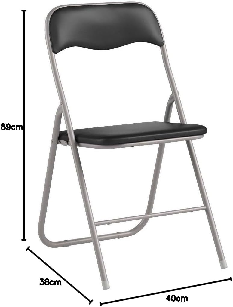 HAEST Klappstuhl 2er Set gepolstert Kunstleder Metallrahmen bis 100kg Silber-Sch
