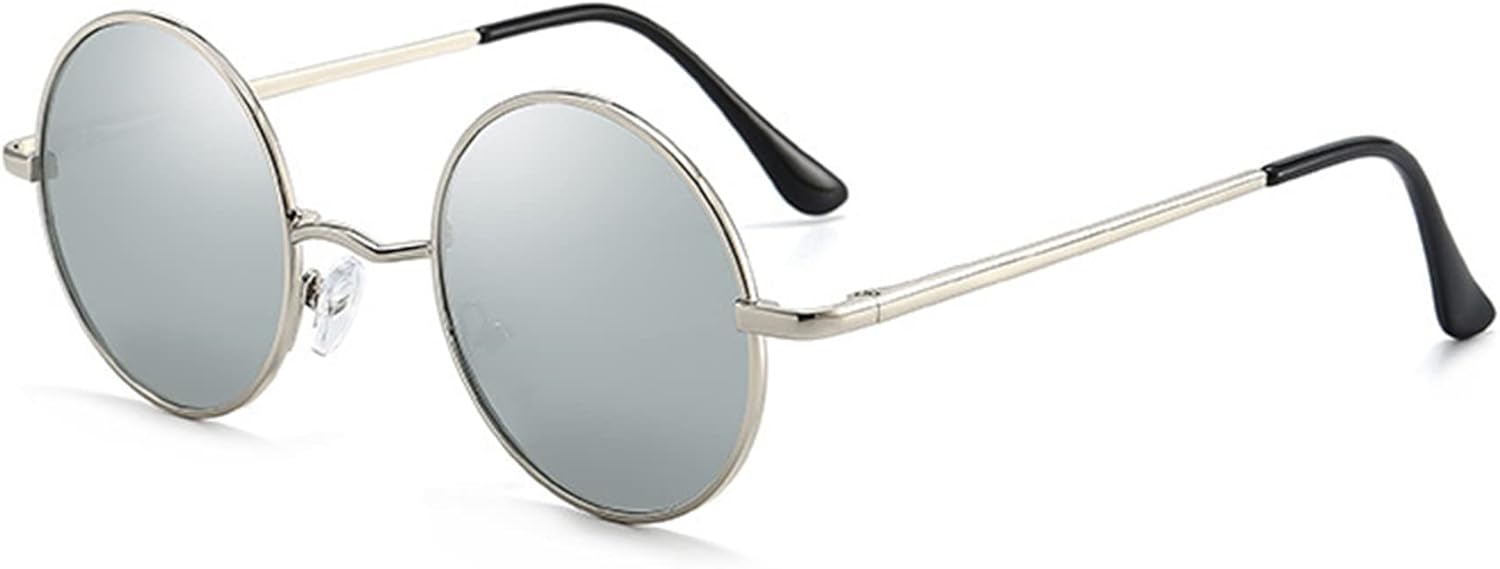 Polarisiert Sonnenbrille Herren Damen UV400 Metallrahmen rund Retro