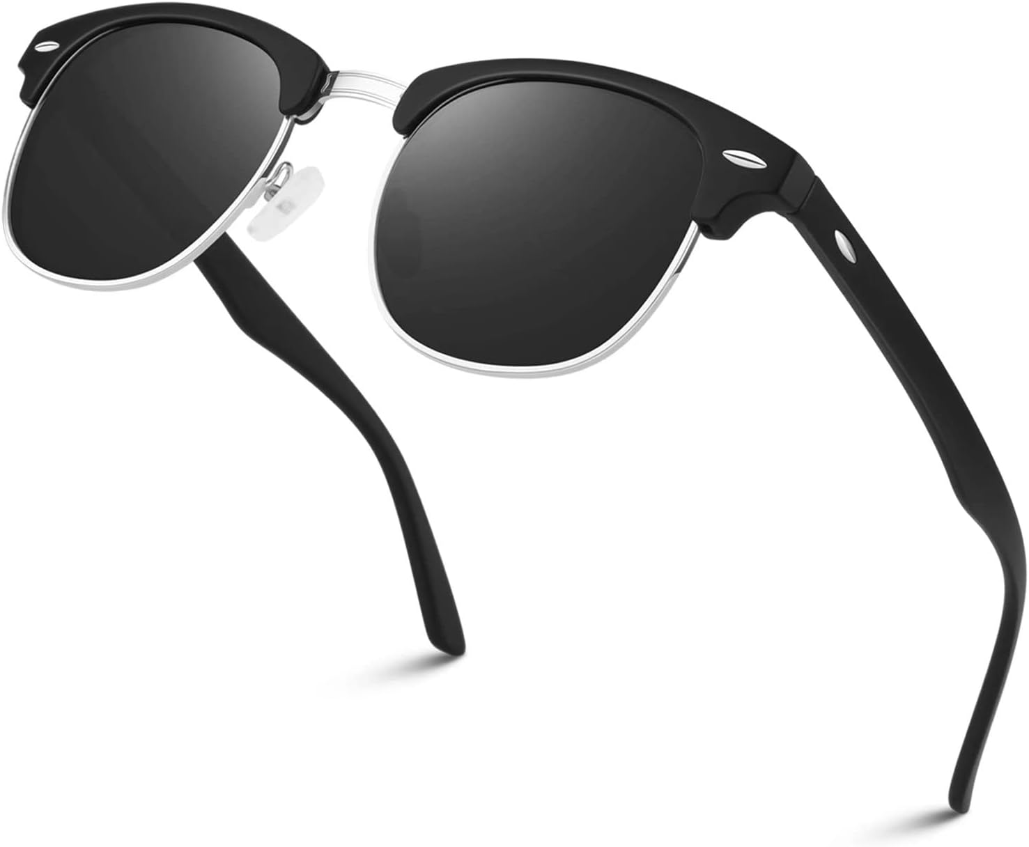 LINVO Polarisierte Sonnenbrille Herren Damen Halbrahmen UV400 Retro Fahren Angel