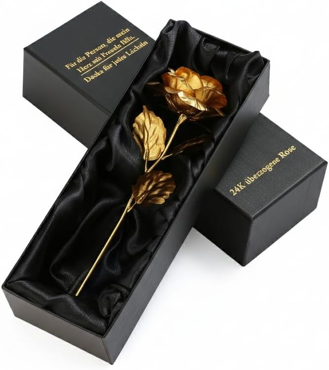 Ewige Gold Rose in Geschenkbox Valentinstag Geschenk fuer Freundin Ehefrau