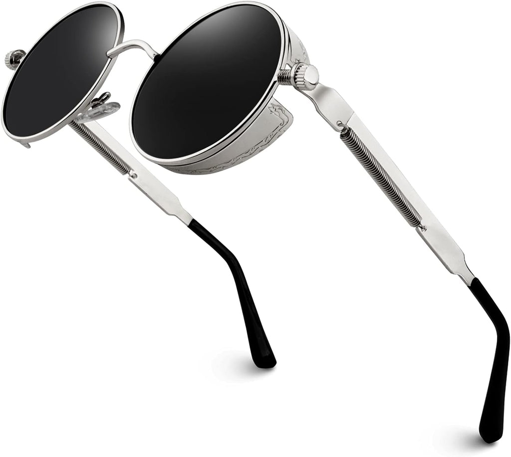 GQUEEN Steampunk Sonnenbrille rund polarisiert UV400 Herren Damen