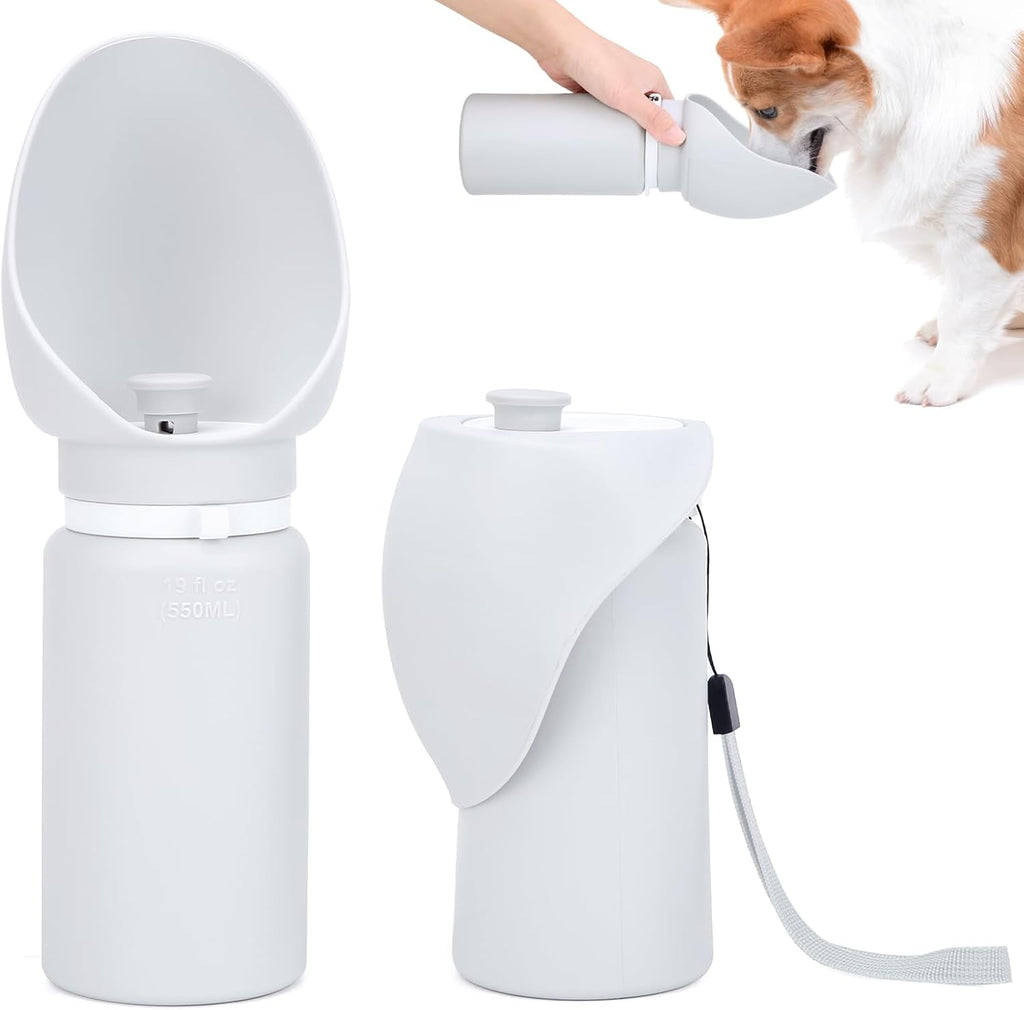 Uncle Yang faltbare Hunde-Trinkflasche 550 ml auslaufsicher Silikon Grau