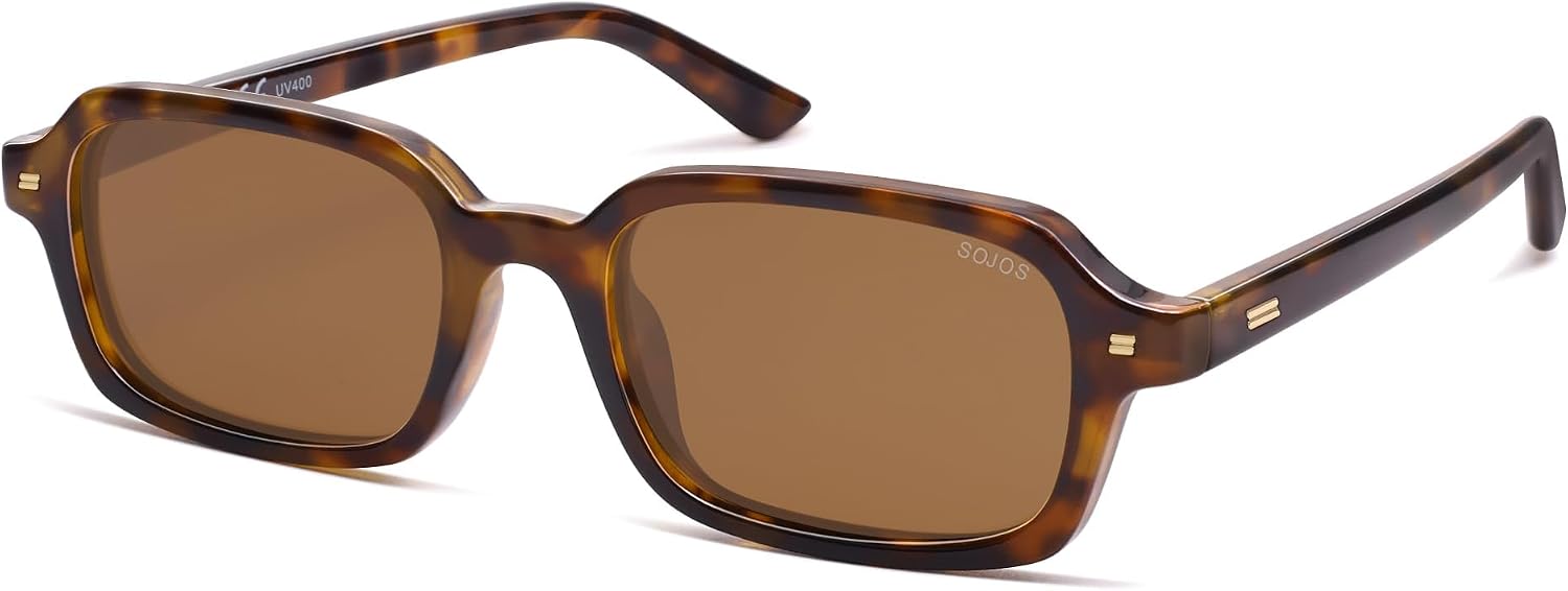 SOJOS Polarisierte Retro Sonnenbrille Damen Herren rechteckig UV400 SJ2610