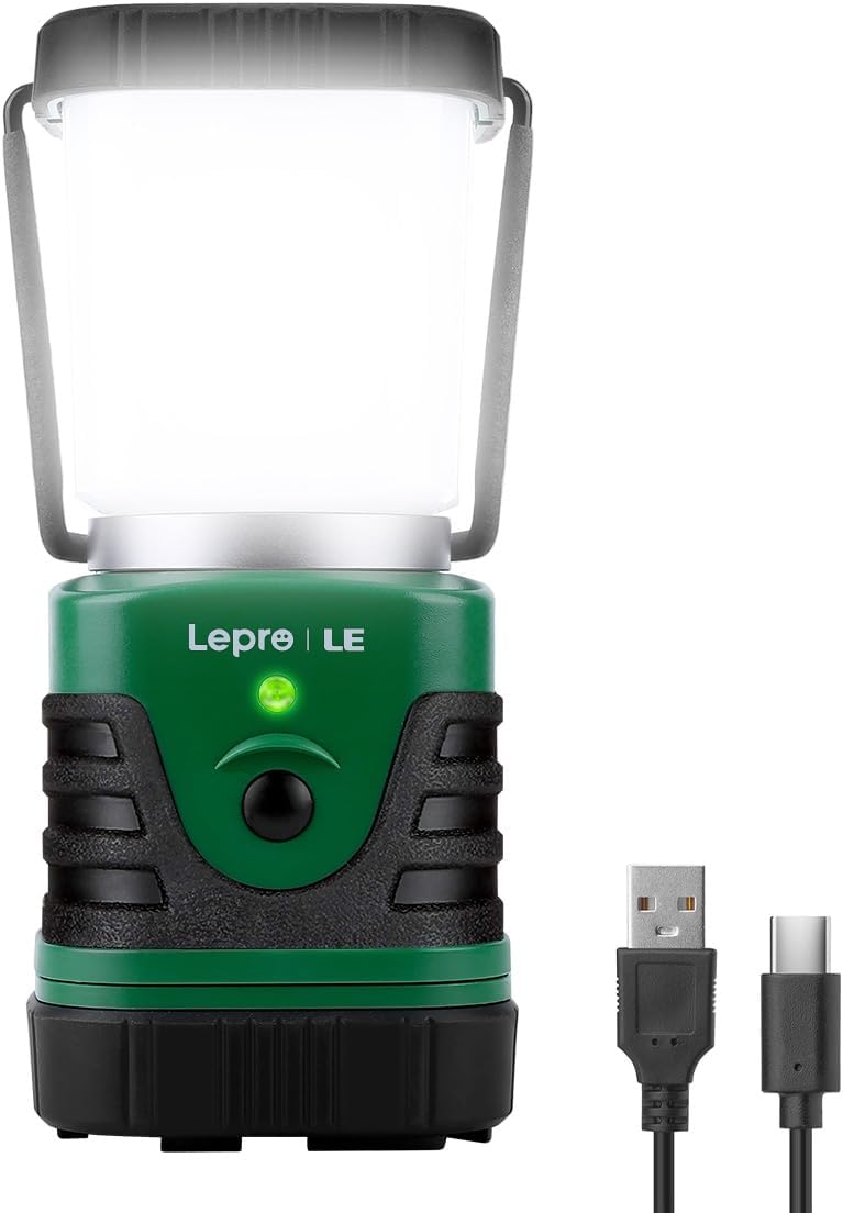 LE LED Campinglampe wiederaufladbar 4 Helligkeiten mit Buegel & Haken
