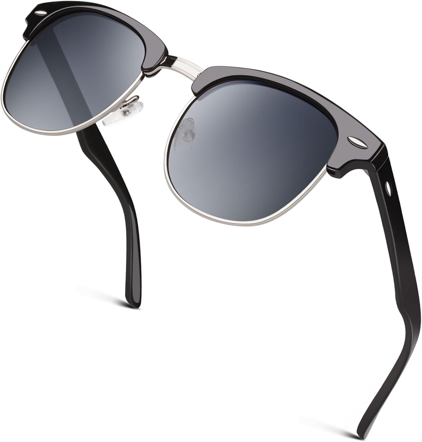 GQUEEN Halbrahmen Sonnenbrille polarisiert Retro Horn Gestell Unisex