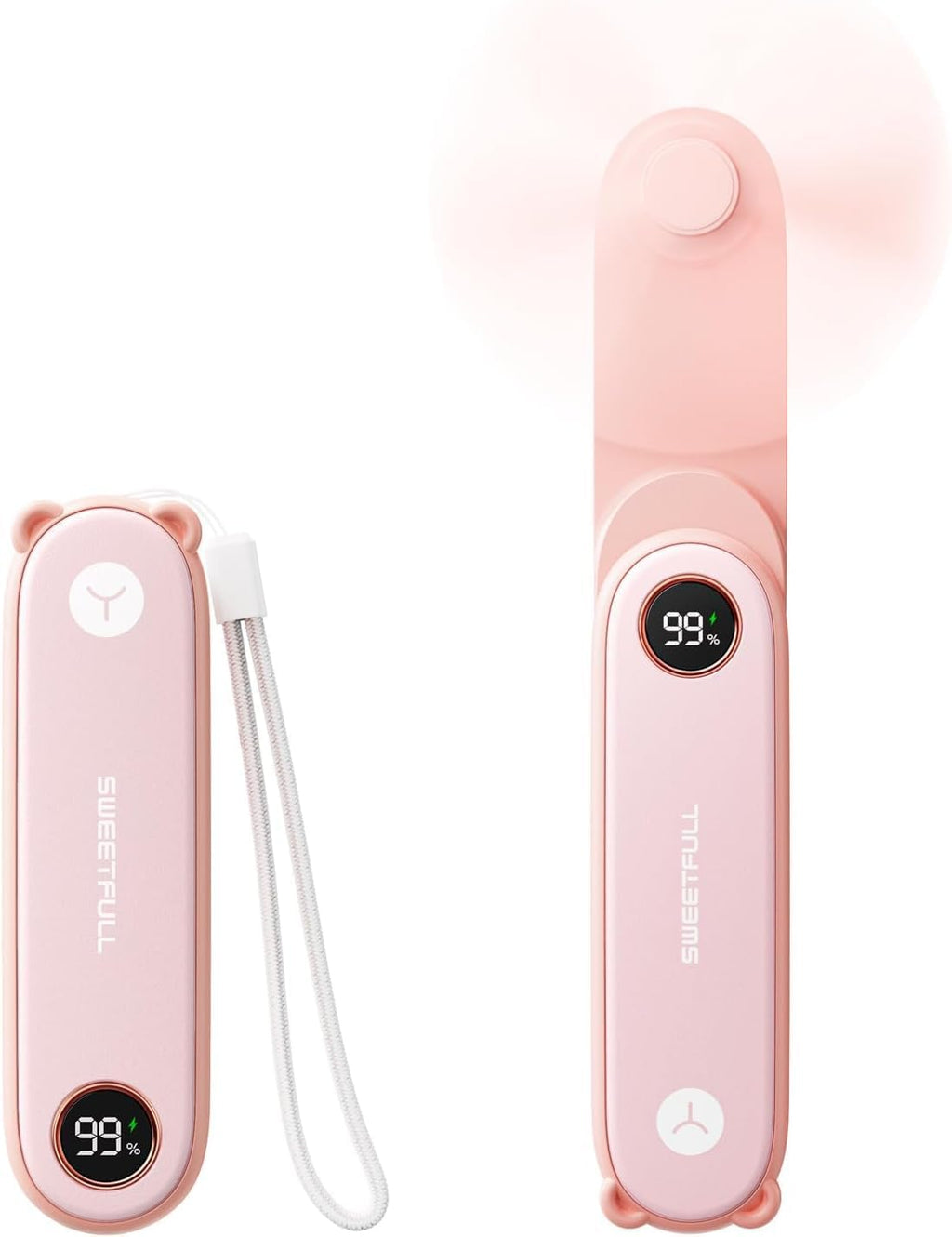 SWEETFULL Mini Ventilator 11,4 cm faltbar Akku 3 Geschwindigkeiten USB Schwarz