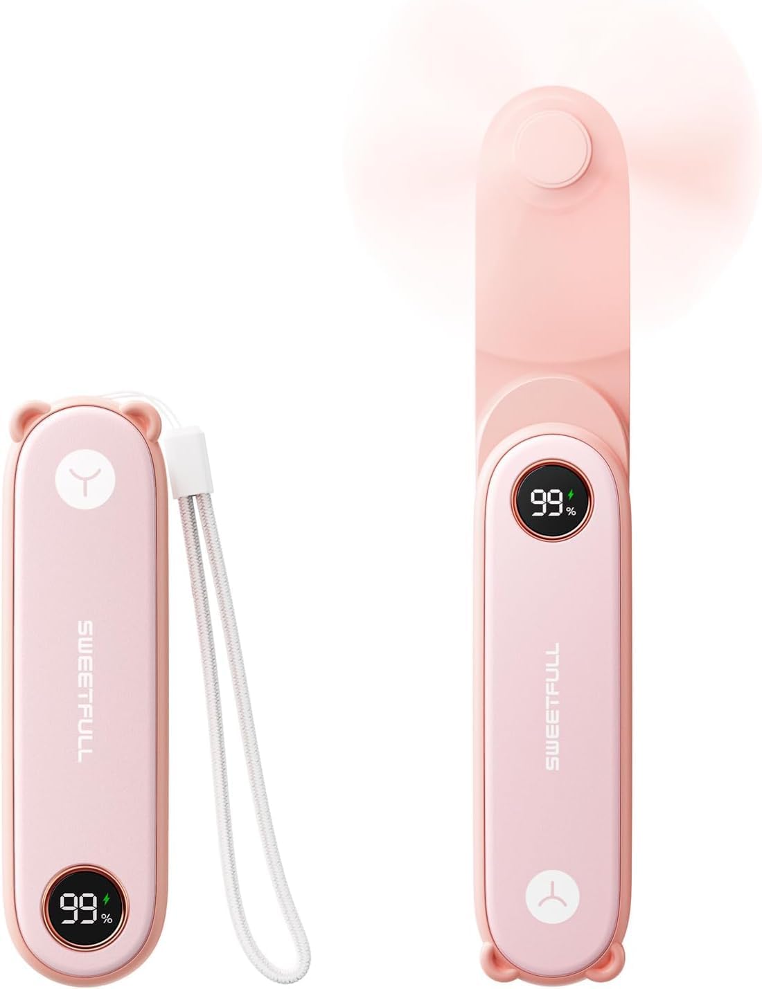 SWEETFULL Mini Ventilator 11,4 cm faltbar Akku 3 Geschwindigkeiten USB Schwarz