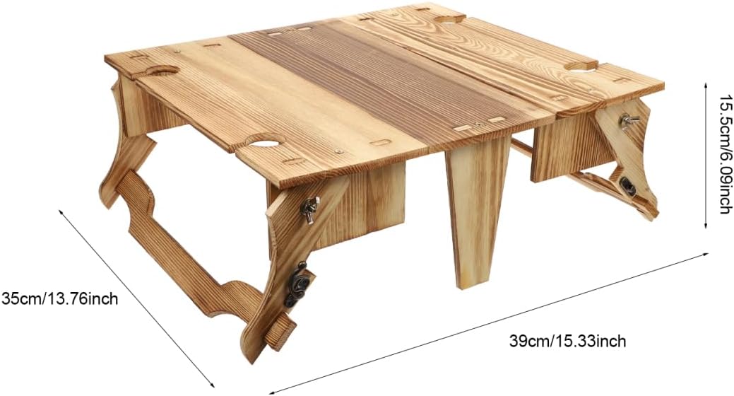 GANAZONO Klapptisch Holz mit Weinhalter Picknick Klappbar Tragbar