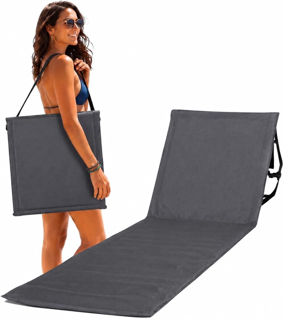 Intimo Living Strandliege klappbar verstellbar 152x51 cm Grau mit Tasche