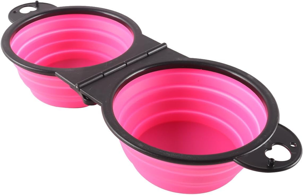 Faltbarer Hundenapf mit Karabiner 2in1 Trinknapf und Futternapf Rosa