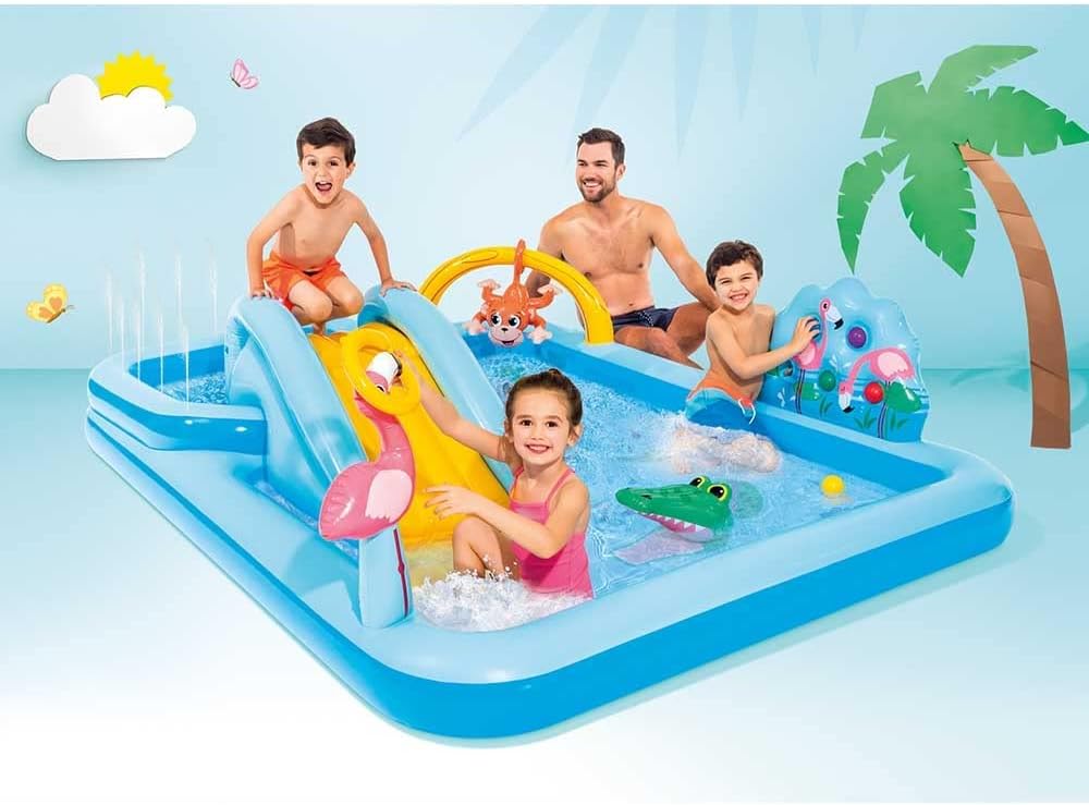 Intex Jungle Adventure Aufblasbares Kinderpool 244×198×71 cm mit Rutsche