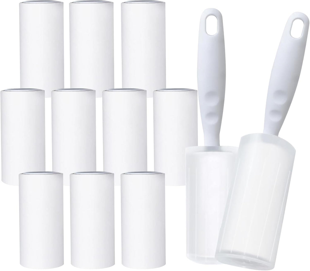 Fusselrollen Set 6 Rollen + 2 Abroller mit Staubschutzhuelle, 60 Blatt/Rolle
