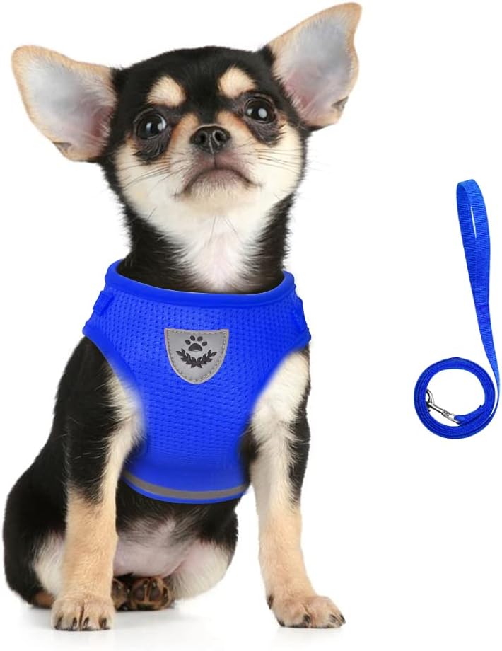 FEimaX Katzengeschirr Mesh verstellbar 25cm-40cm mit Leine reflektierend