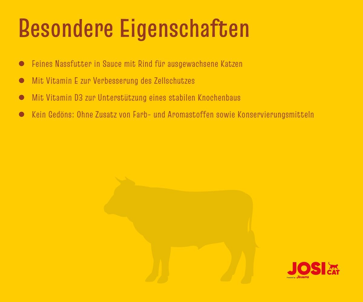 JosiCat Rind in Sauce Adult Nassfutter 12 x, verschiedene Sorten