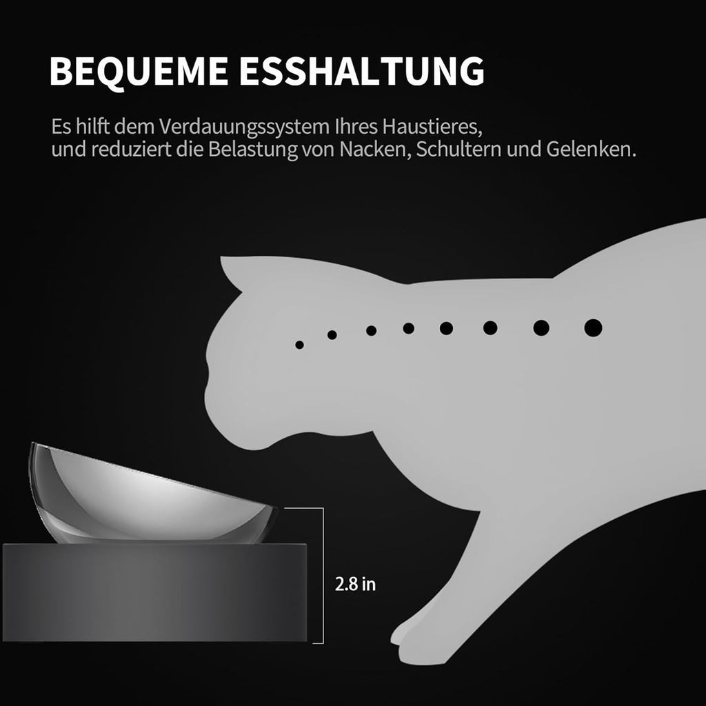 Katzen Futternapf Set Edelstahl erhoeht rutschfest mit Halter