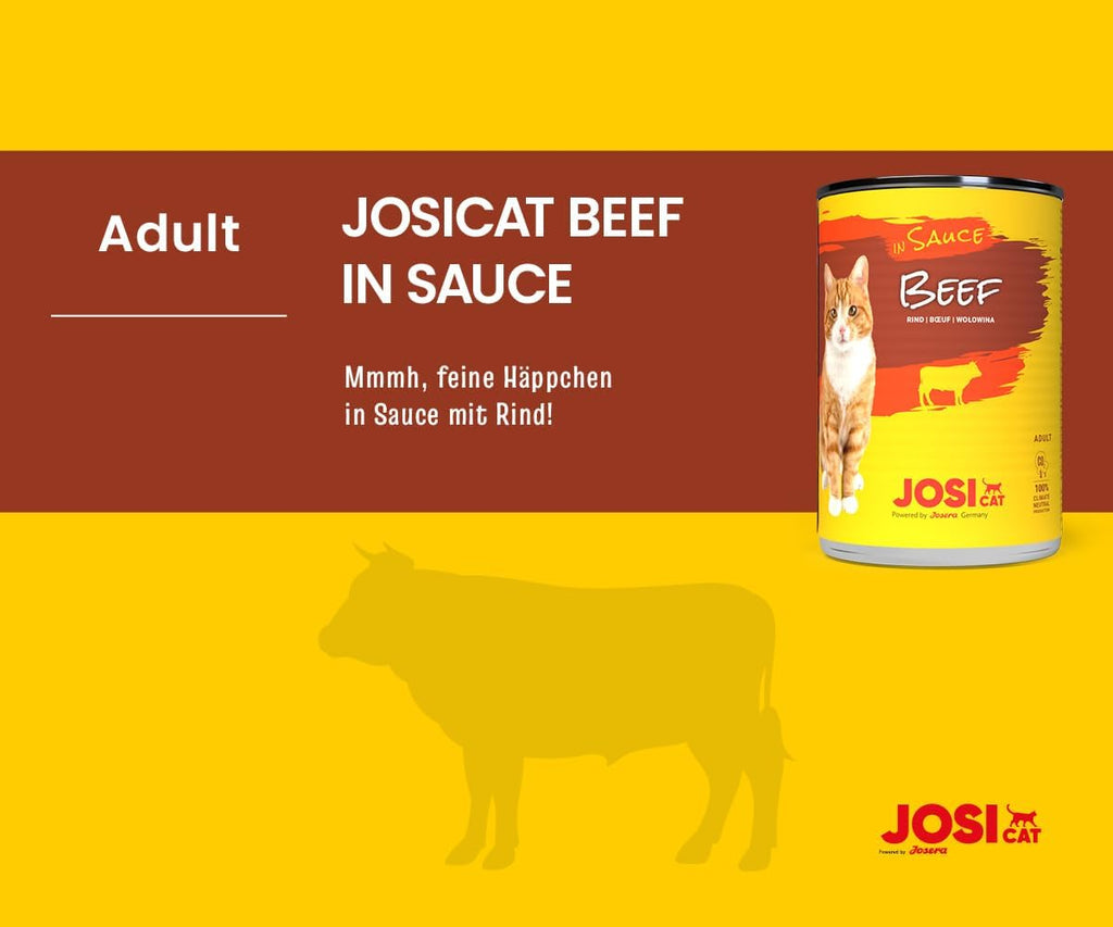 JosiCat Rind in Sauce Adult Nassfutter 12 x, verschiedene Sorten