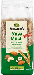 Bio Nussmuesli mit Mandeln und Nuessen Fruehstuecks-Muesli