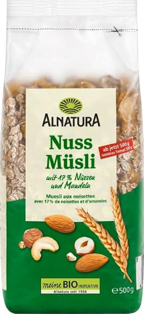Bio Nussmuesli mit Mandeln und Nuessen Fruehstuecks-Muesli