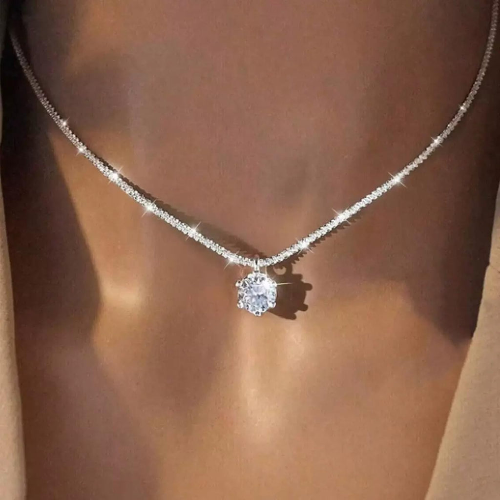 Silberkette 925 Damen mit Kristallanhaenger Rosa/Weiss/Gruen personalisiert
