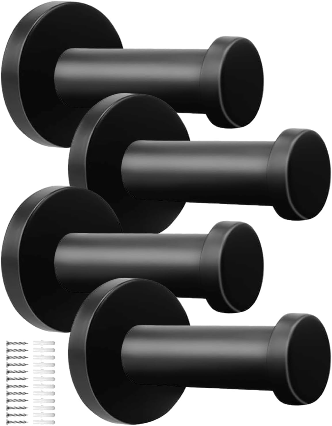 Garderobenhaken Edelstahl schwarz 4er Set Wandhaken 50mm-73mm