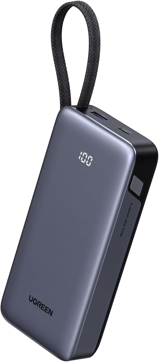 UGREEN Powerbank 20000 mAh 45W mit integriertem USB‑C‑Kabel Power Delivery