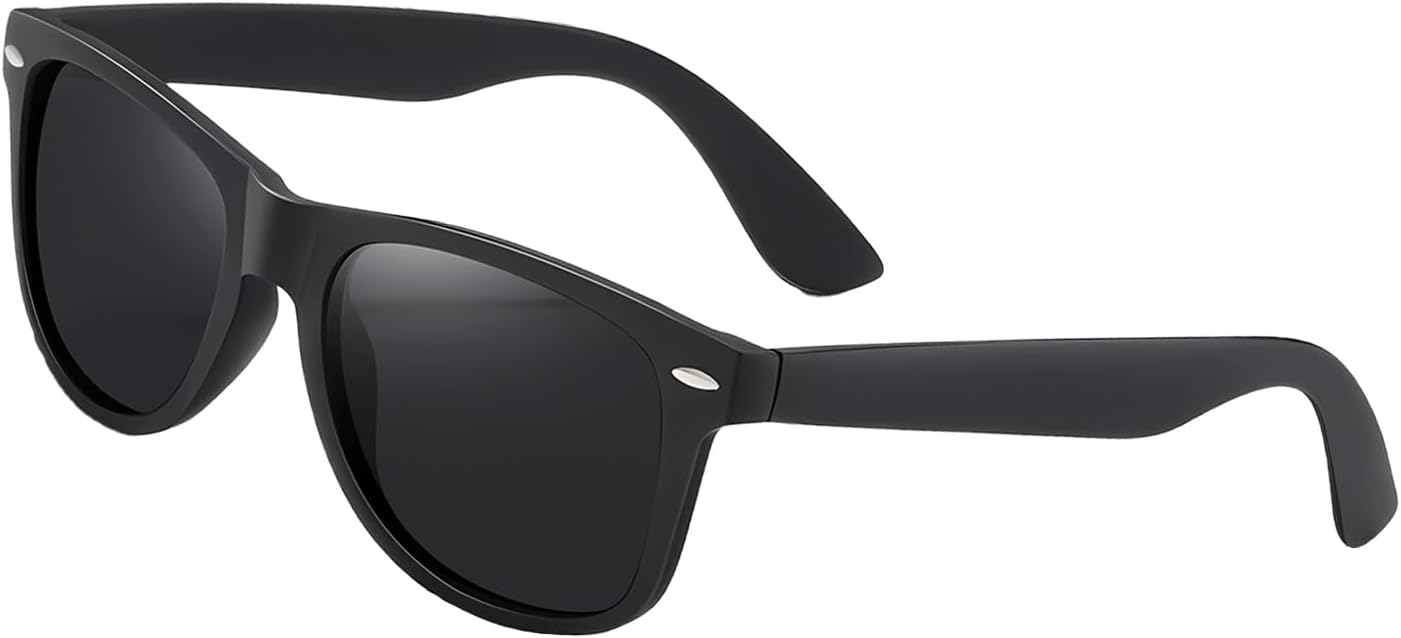 Polarisiert Sonnenbrille Herren Damen UV400 rechteckig Schwarz mit Etui