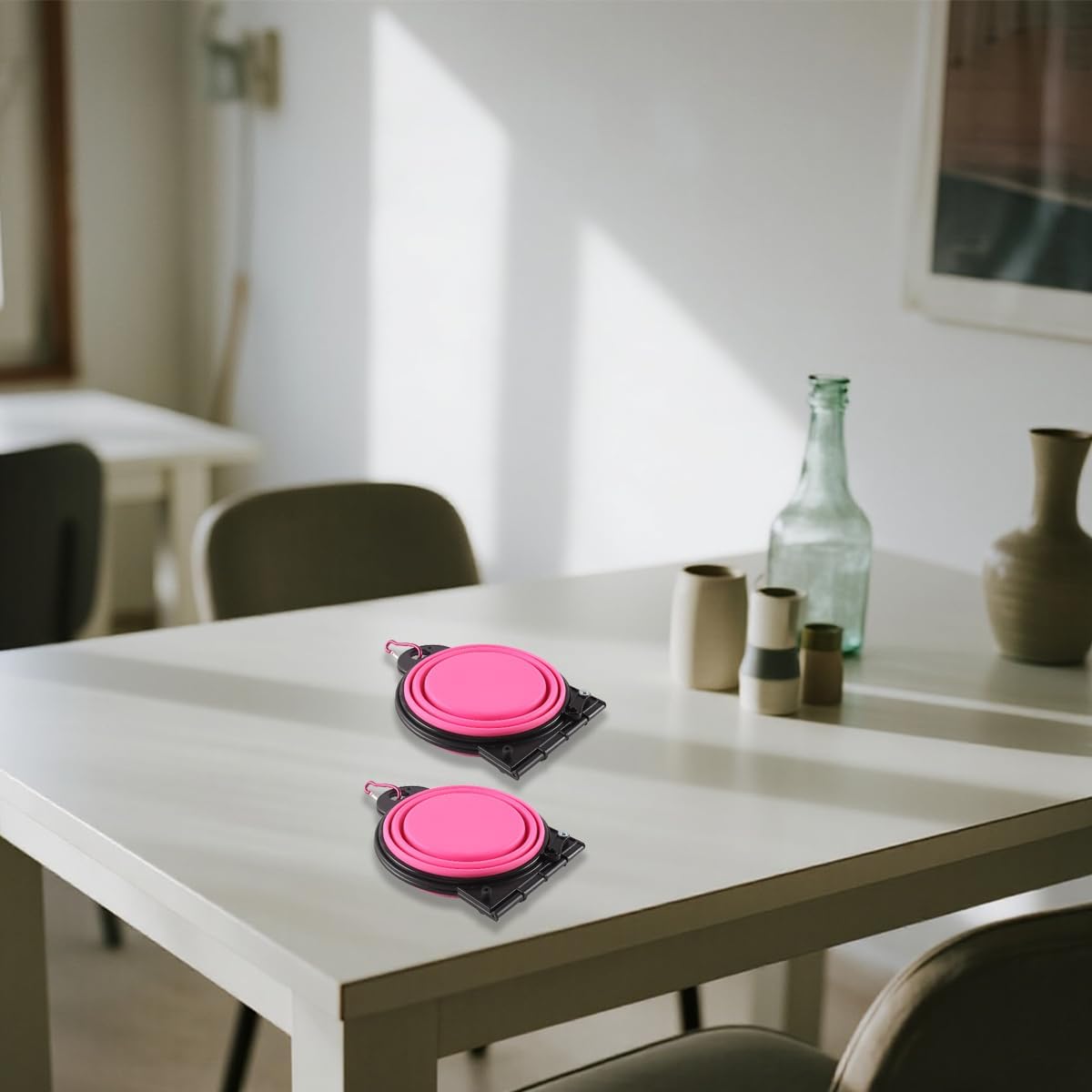 Faltbarer Hundenapf mit Karabiner 2in1 Trinknapf und Futternapf Rosa