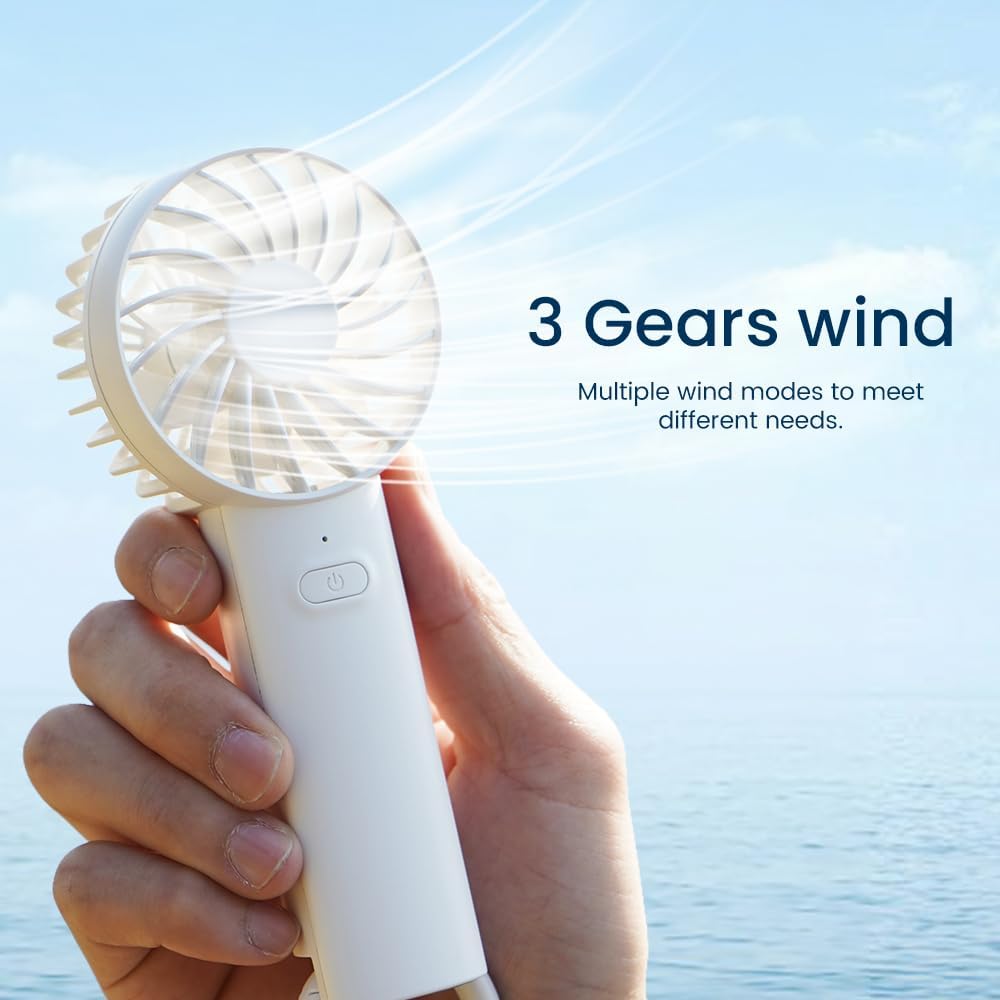Mini Handventilator USB 3 Stufen tragbar fuer Buero, Zuhause, Reisen Weiss