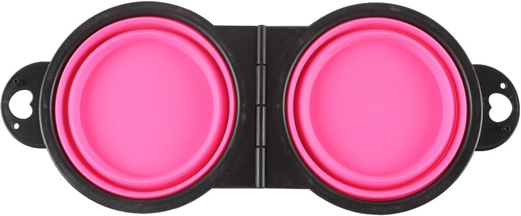 Faltbarer Hundenapf mit Karabiner 2in1 Trinknapf und Futternapf Rosa