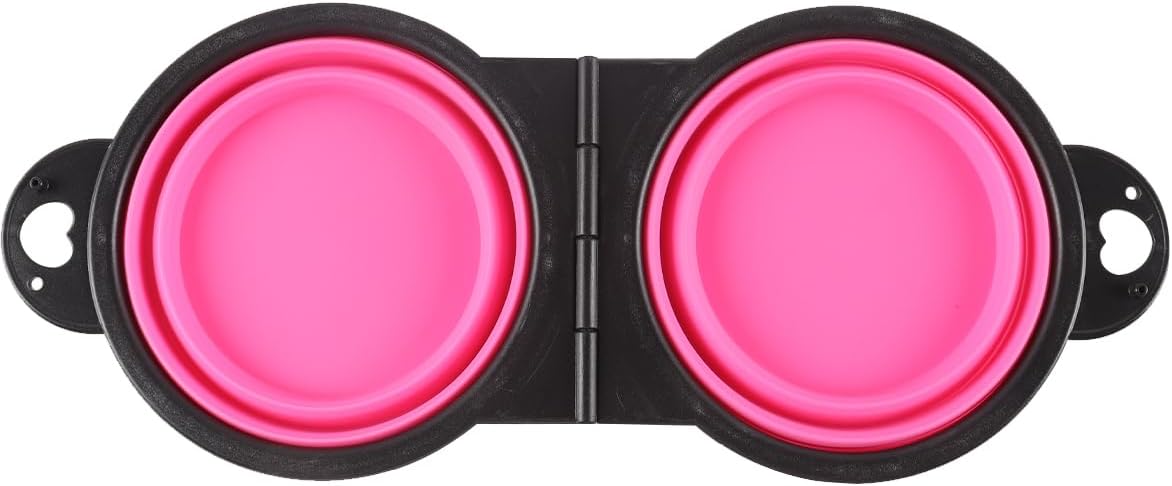 Faltbarer Hundenapf mit Karabiner 2in1 Trinknapf und Futternapf Rosa
