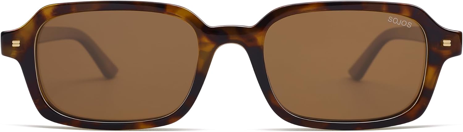 SOJOS Polarisierte Retro Sonnenbrille Damen Herren rechteckig UV400 SJ2610