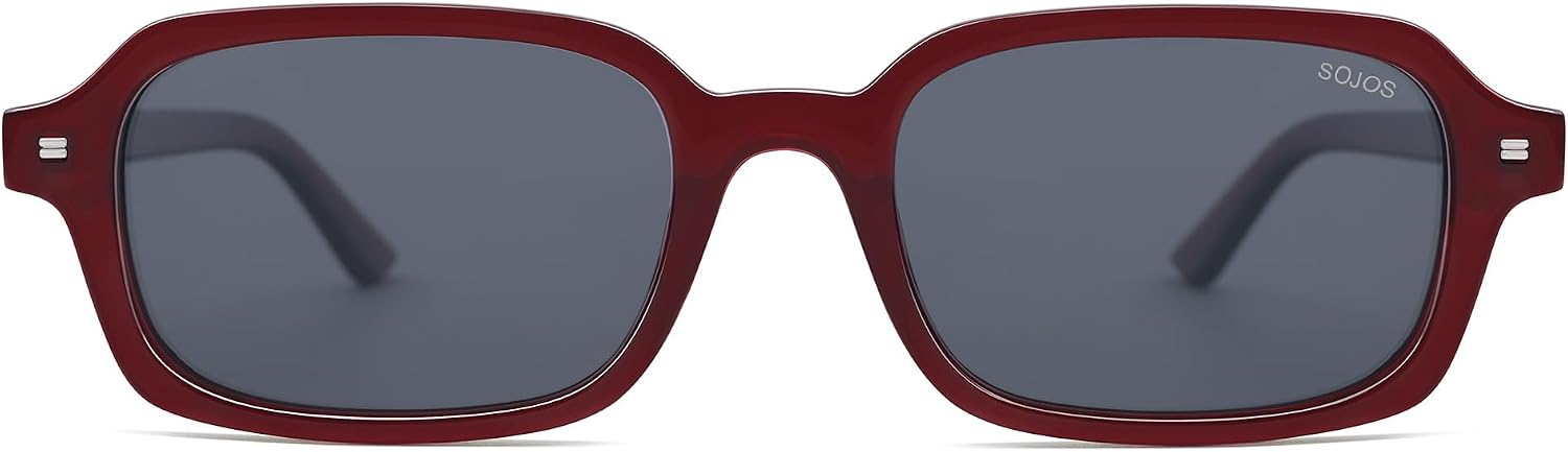 SOJOS Polarisierte Retro Sonnenbrille Damen Herren rechteckig UV400 SJ2610