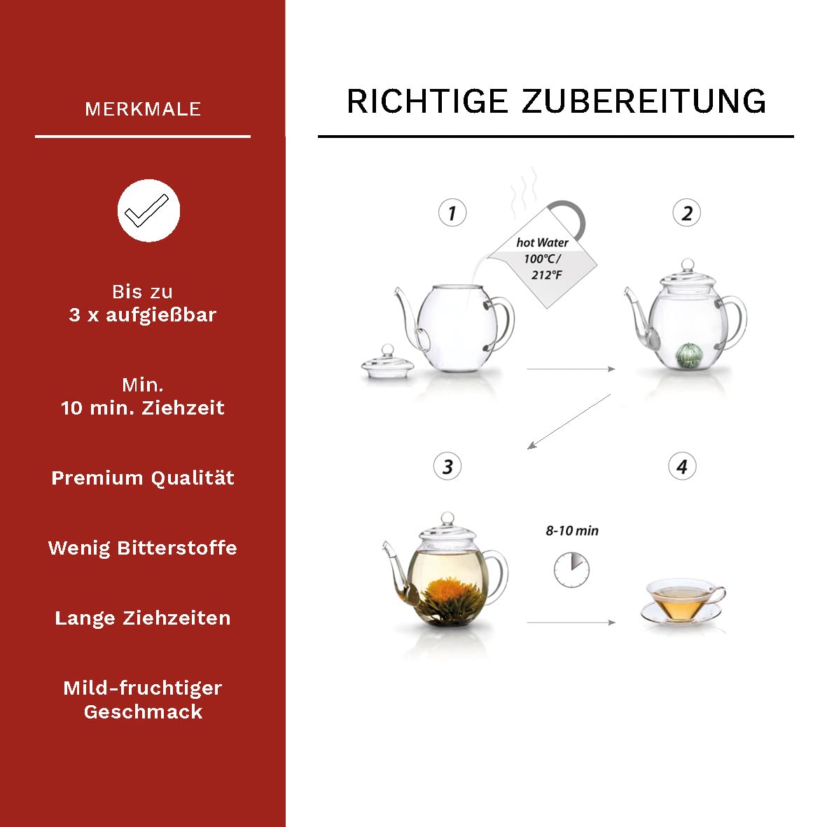 Creano Teeblumen Geschenkbox 6 Sorten Magnetbox Weiss Gruen Schwarz, verschiedene