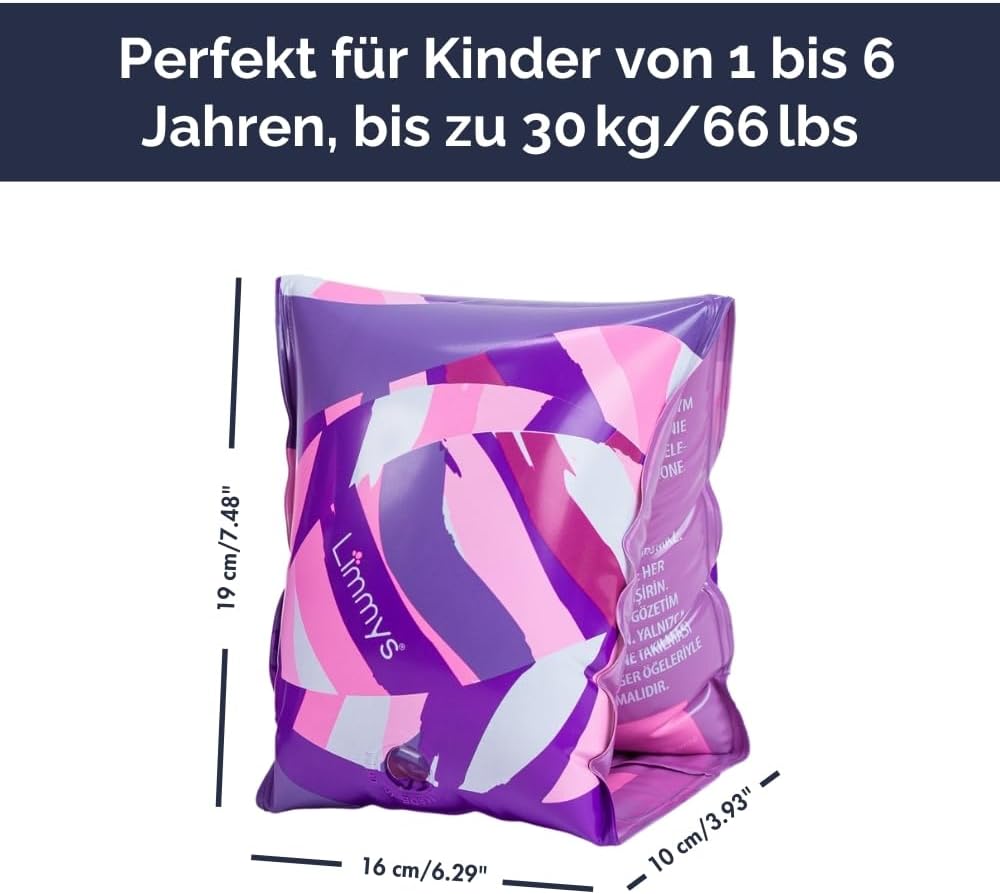 Limmys Kinder-Schwimmfluegel 1-6 Jahre, doppelte Luftkammer, rutschfest