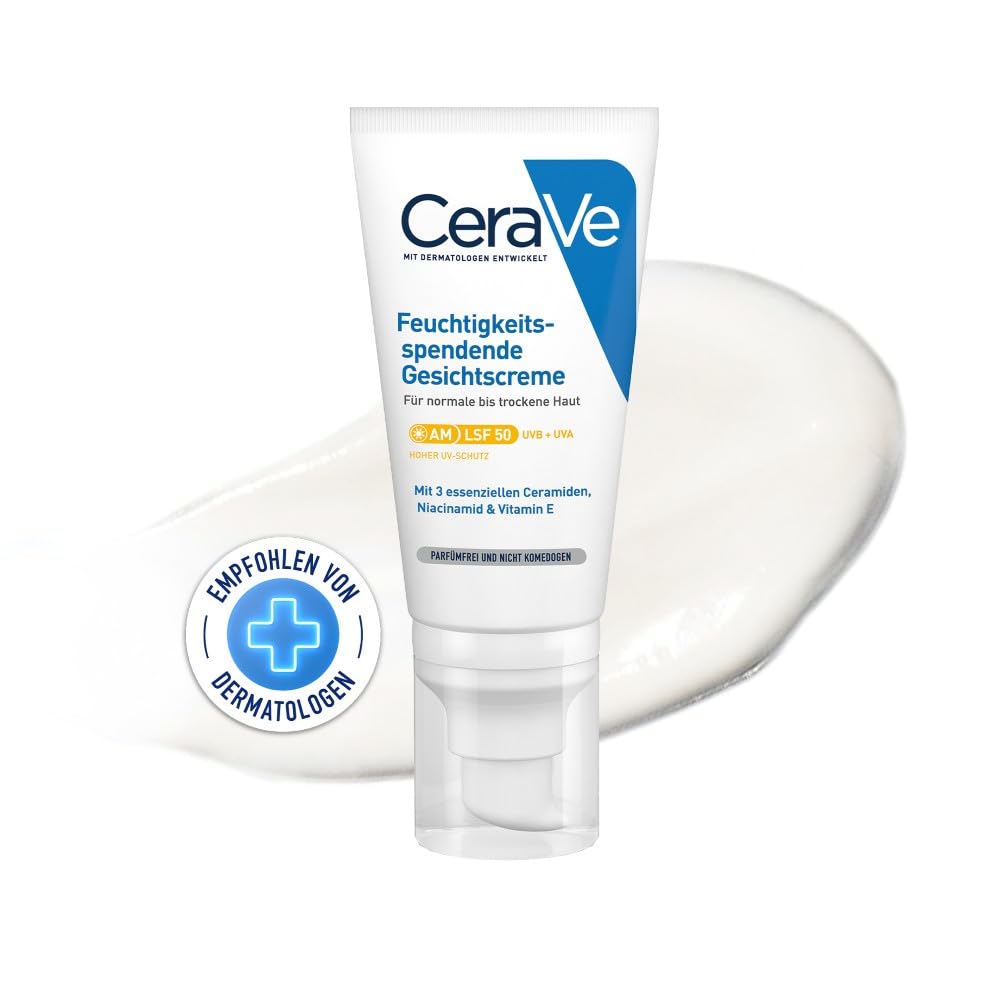 CeraVe Tagescreme LSF 50 52 ml fuer trockene bis sehr trockene Haut mit Hyaluron