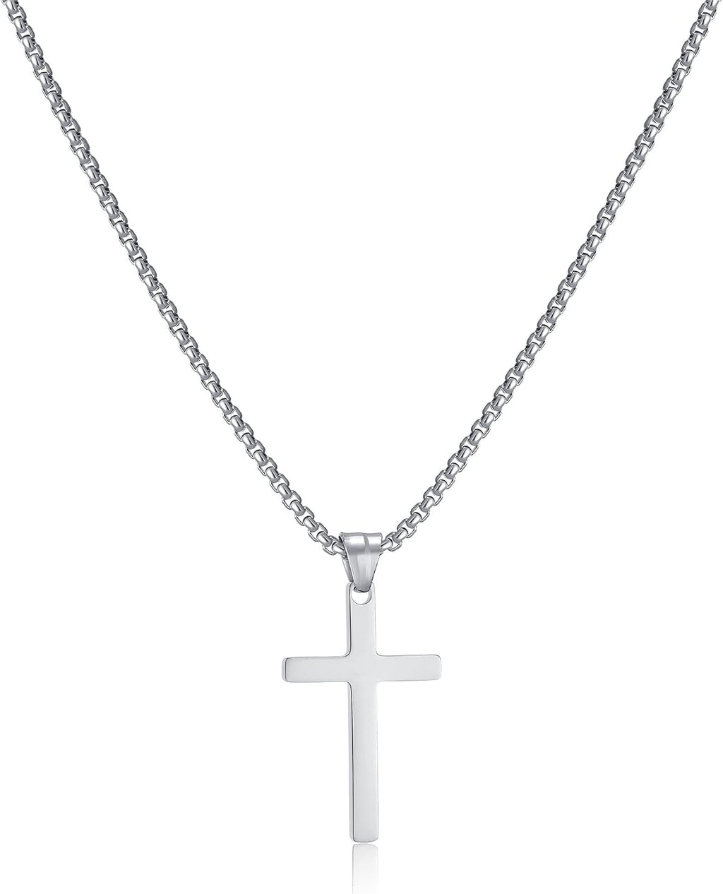 Herren Kreuzkette Gold Silber mit Kreuzanhaenger 50 cm