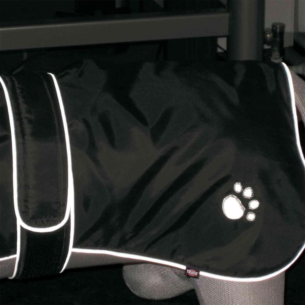 Trixie Orleans Hundemantel Schwarz wasserabweisend mit Fleecefutter und Reflektoren