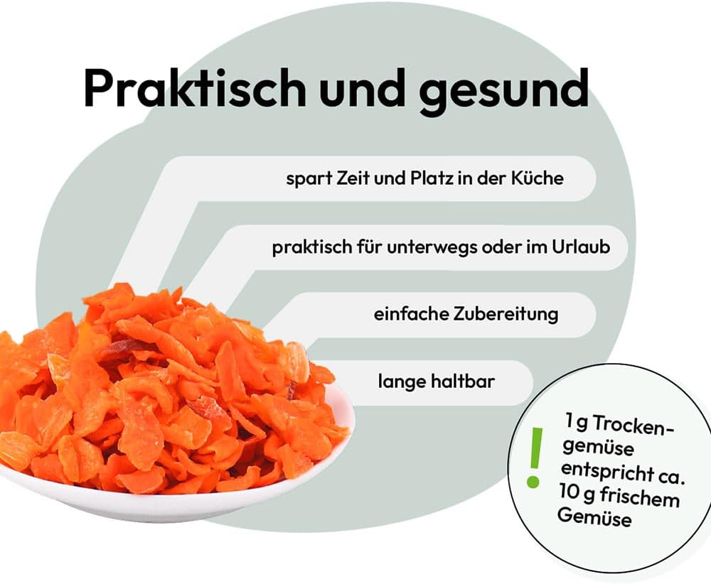 GRAU Trockengemüse Barf Hund Karottenwürfel 1,2 kg Ergänzungsfutter
