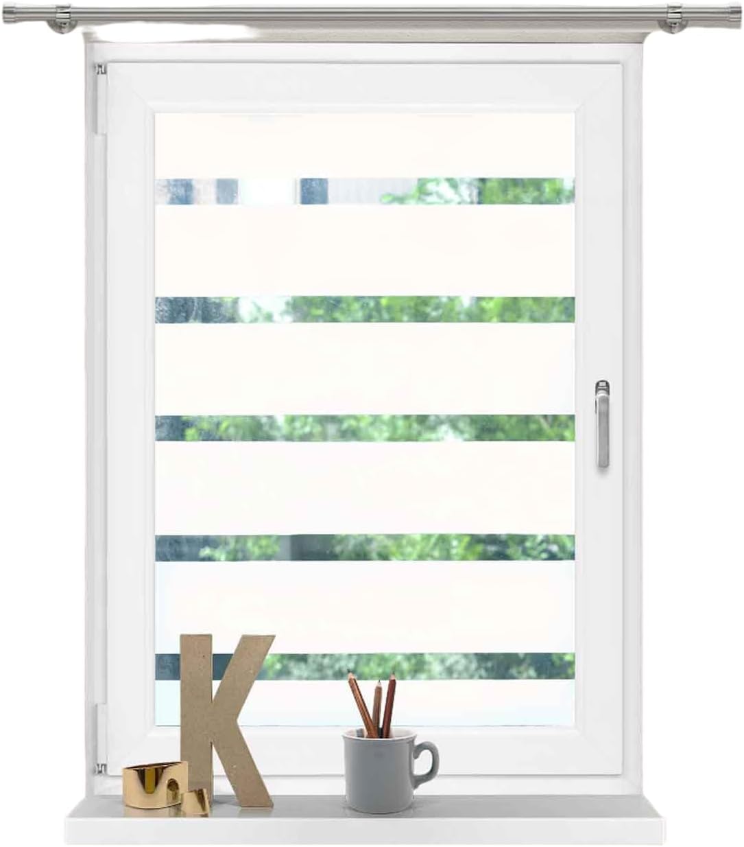 Fensterfolie Streifen 67 x 200 cm Sichtschutz 10 cm statisch Anti-UV