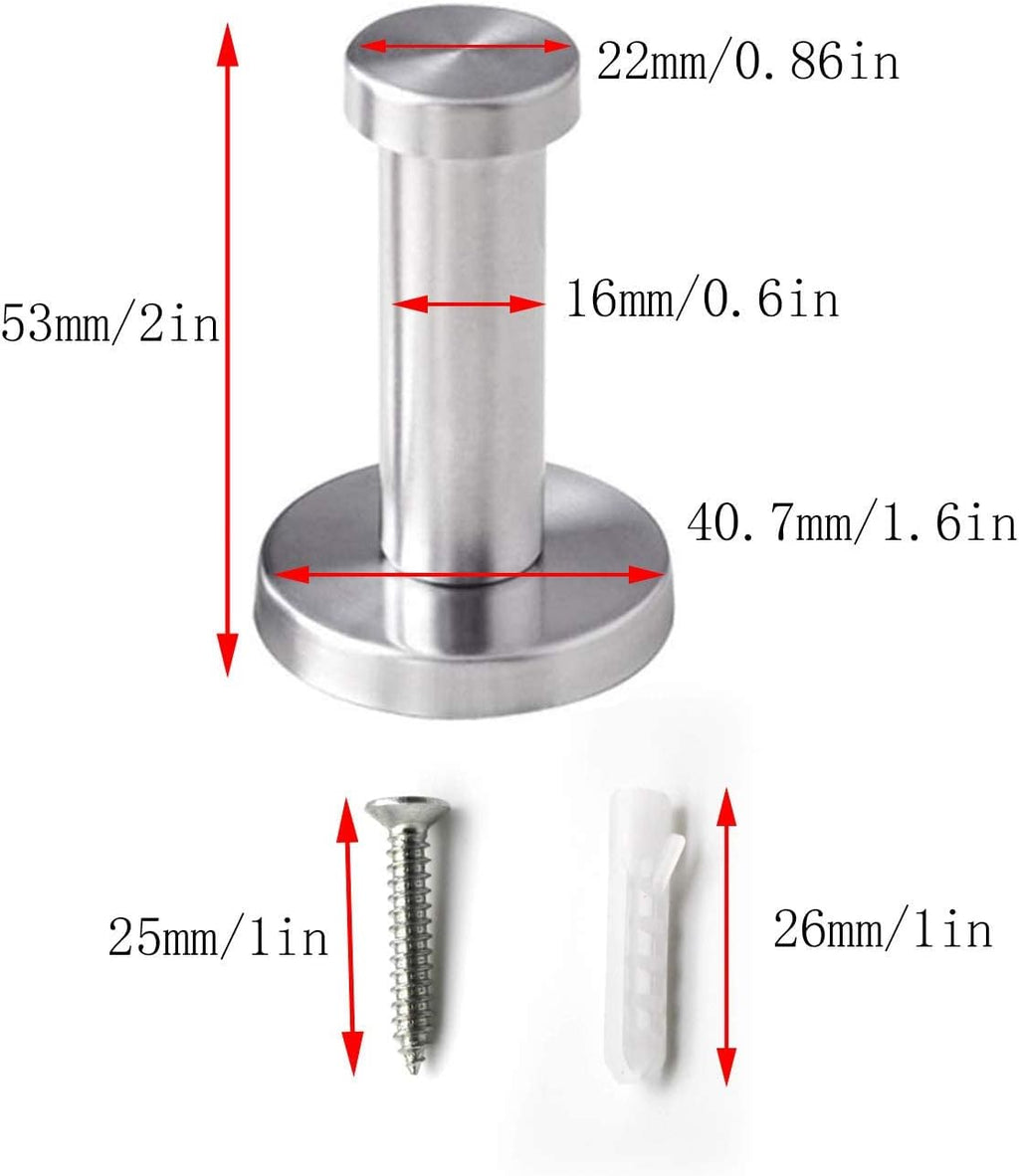 Garderobenhaken Edelstahl schwarz 4er Set Wandhaken 50mm-73mm