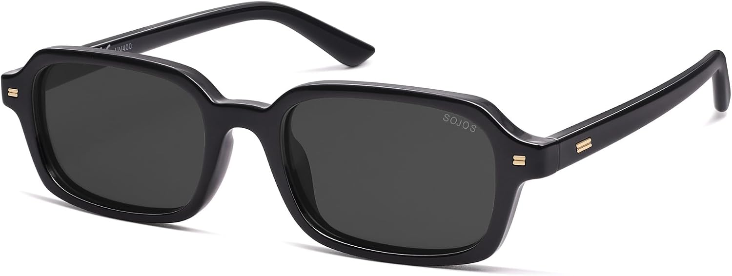 SOJOS Polarisierte Retro Sonnenbrille Damen Herren rechteckig UV400 SJ2610