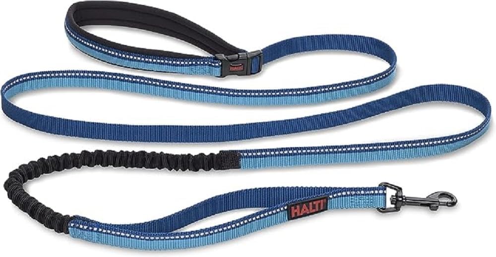 HALTI Hundeleine Groesse S-L Schwarz Neoprengriff reflektierend